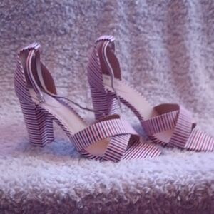 Avon Red and Blue Strappy Heels with Unique Design